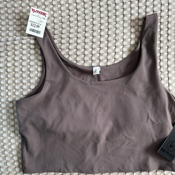 90 Degree By Reflex Tops - XXL Robbed Cropped Sports Top